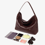 Handwoven Leather Shoulder Bag – Slouchy Burgundy Hobo | Elegant & Functional - in Wine Red | Arvea Bags