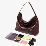 Handwoven Leather Shoulder Bag – Slouchy Burgundy Hobo | Elegant & Functional - in Wine Red | Arvea Bags