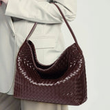 Handwoven Leather Shoulder Bag – Slouchy Burgundy Hobo | Elegant & Functional - in Wine Red | Arvea Bags
