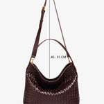 Handwoven Leather Shoulder Bag – Slouchy Burgundy Hobo | Elegant & Functional - in Wine Red | Arvea Bags