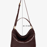 Handwoven Leather Shoulder Bag – Slouchy Burgundy Hobo | Elegant & Functional - in Wine Red | Arvea Bags