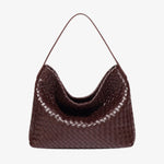 Handwoven Leather Shoulder Bag – Slouchy Burgundy Hobo | Elegant & Functional - in Wine Red | Arvea Bags