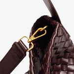 Handwoven Leather Shoulder Bag – Slouchy Burgundy Hobo | Elegant & Functional - in Wine Red | Arvea Bags