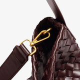 Handwoven Leather Shoulder Bag – Slouchy Burgundy Hobo | Elegant & Functional - in Wine Red | Arvea Bags
