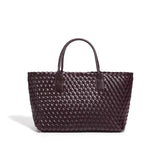 Handwoven Leather Tote Bag – Structured Genuine Leather Carryall with Top Handles - in Espresso Brown | Arvea Bags
