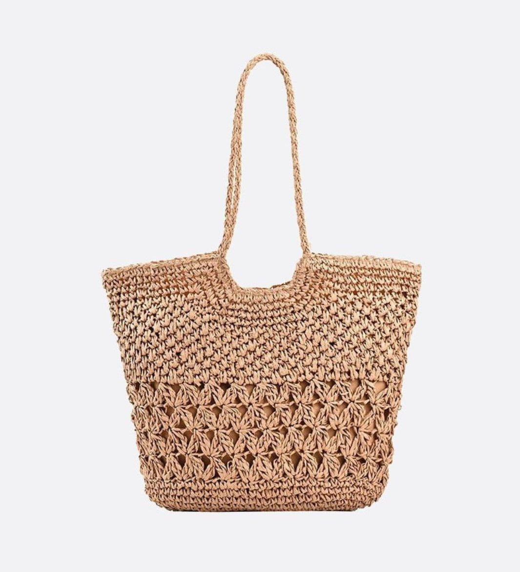 Handwoven Openwork Tote Bag – Lightweight Summer Carryall - in Light Brown | Arvea Bags