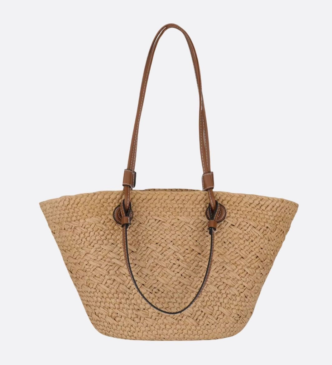 Handwoven Straw Shoulder Bag – Elegant, Functional & Lightweight - in Camel | Arvea Bags