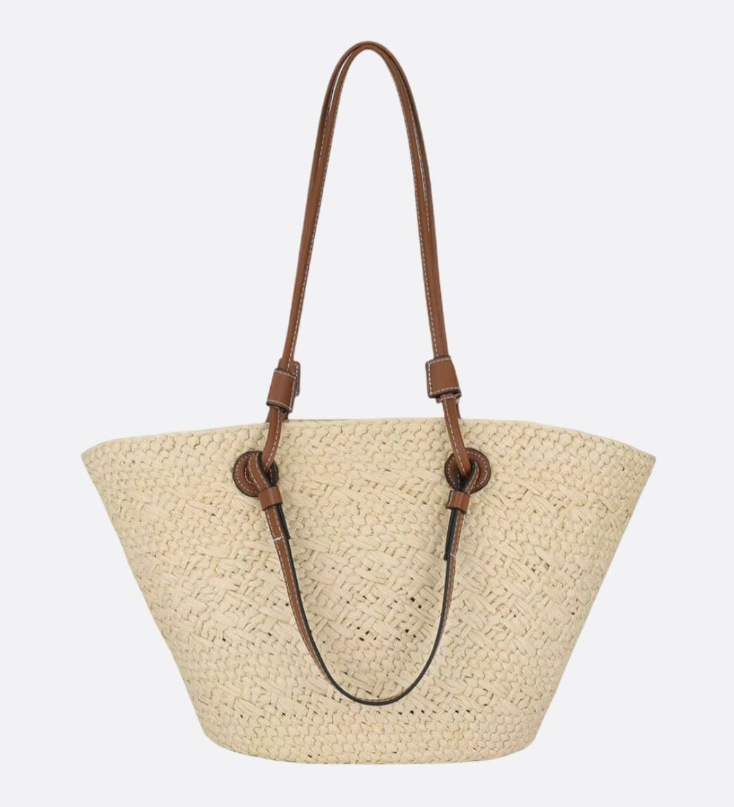 Handwoven Straw Shoulder Bag – Elegant, Functional & Lightweight - in Cream | Arvea Bags