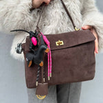 Havina | Dachshund Leather Keychain – Playful & Trendy Charm - in Black | Arvea Bags