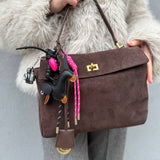 Havina | Dachshund Leather Keychain – Playful & Trendy Charm - in Black | Arvea Bags