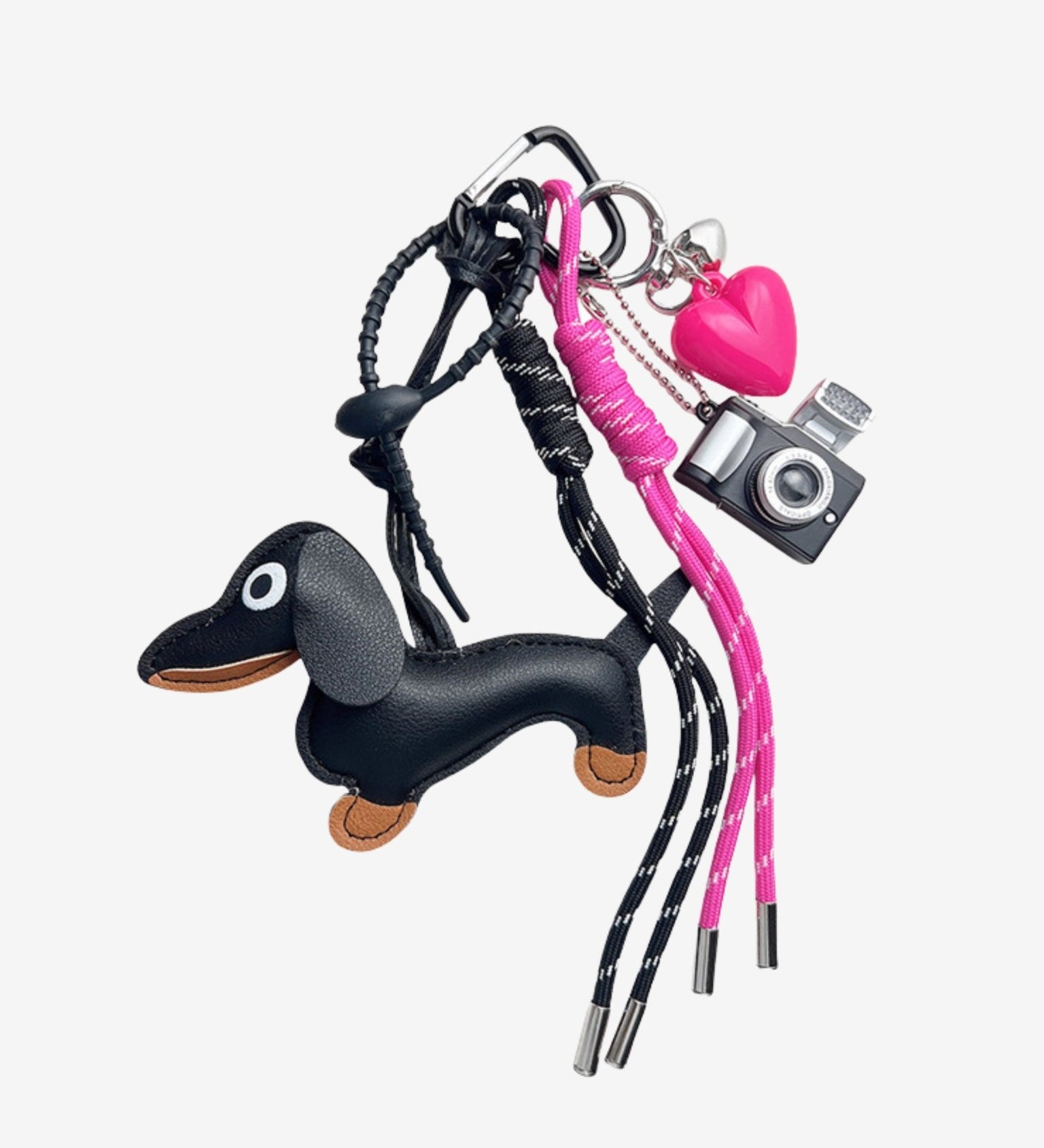 Havina | Dachshund Leather Keychain – Playful & Trendy Charm - in Black | Arvea Bags