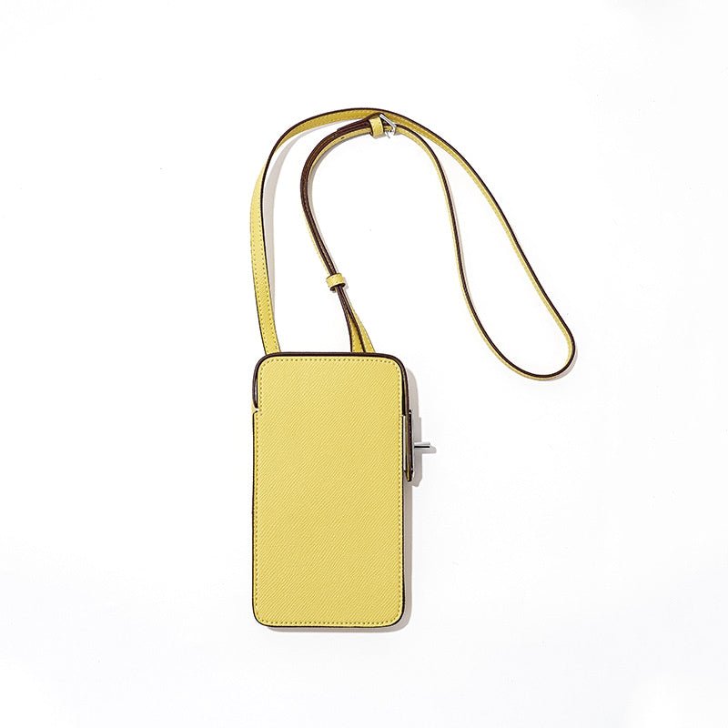 Hespera | Leather Crossbody Phone Bag – Sleek & Modern Minimalism - in Beige Gray | Arvea Bags