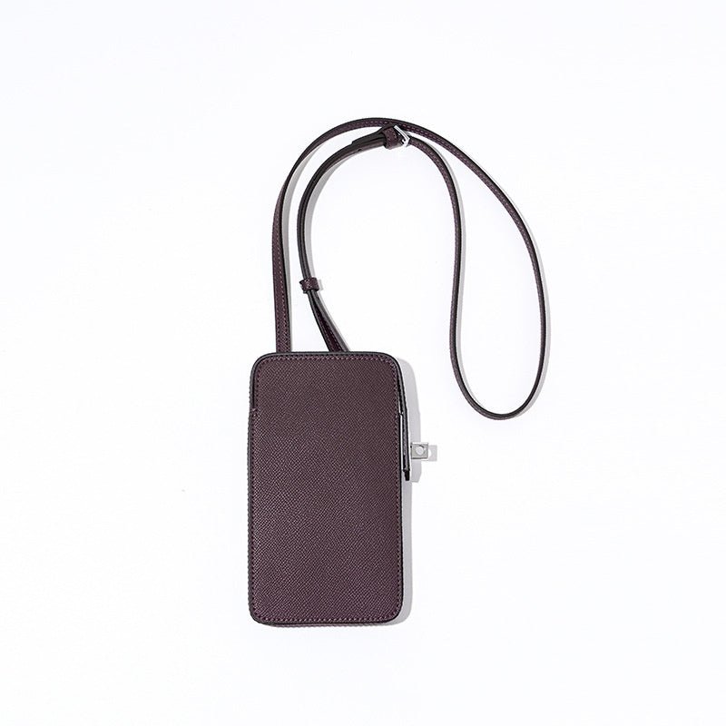 Hespera | Leather Crossbody Phone Bag – Sleek & Modern Minimalism - in Brown | Arvea Bags