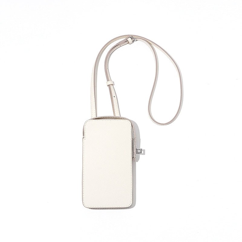 Hespera | Leather Crossbody Phone Bag – Sleek & Modern Minimalism - in Light Beige | Arvea Bags