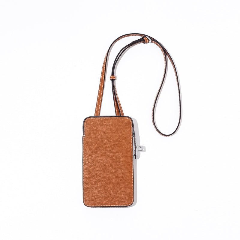 Hespera | Leather Crossbody Phone Bag – Sleek & Modern Minimalism - in Light Brown | Arvea Bags