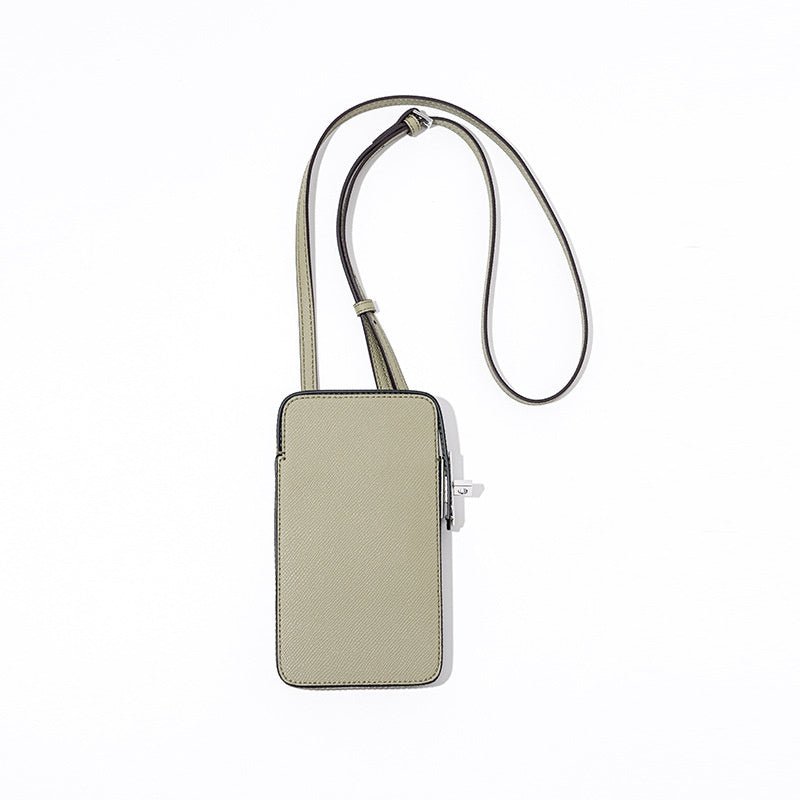 Hespera | Leather Crossbody Phone Bag – Sleek & Modern Minimalism - in Muted Green | Arvea Bags