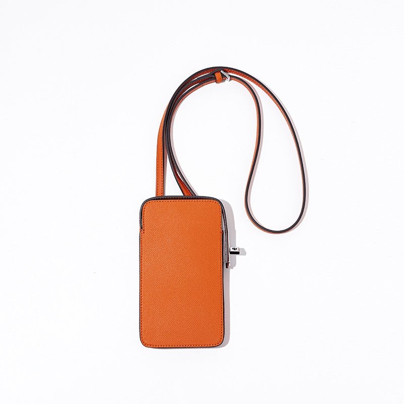 Hespera | Leather Crossbody Phone Bag – Sleek & Modern Minimalism - in Orange | Arvea Bags