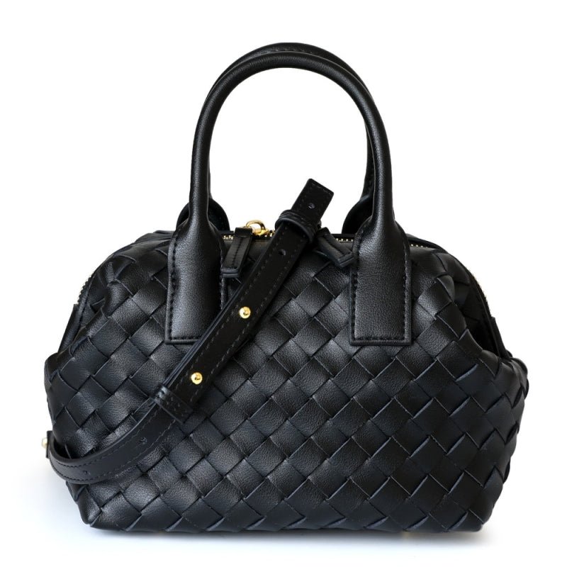 Hestia | Elegant Brown Woven Leather Handbag – Timeless Craftsmanship & Everyday Luxury - in Black | Arvea Bags