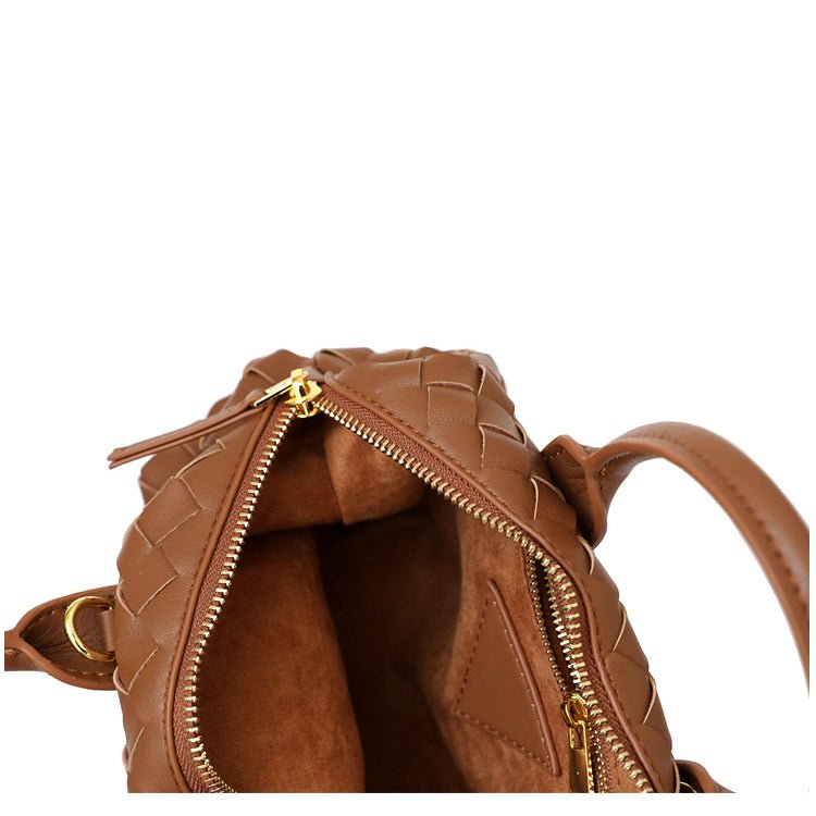 Hestia | Elegant Brown Woven Leather Handbag – Timeless Craftsmanship & Everyday Luxury - in Black | Arvea Bags