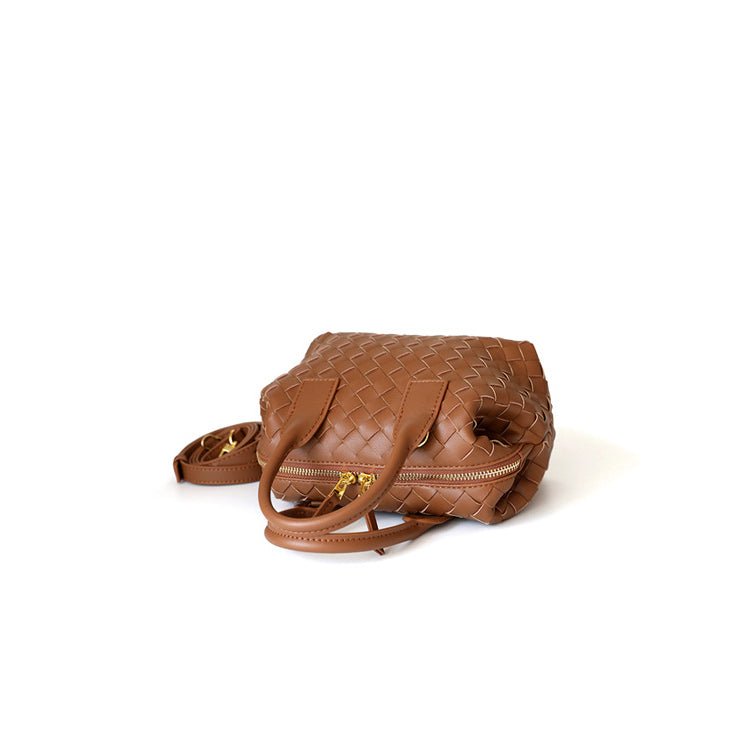 Hestia | Elegant Brown Woven Leather Handbag – Timeless Craftsmanship & Everyday Luxury - in Black | Arvea Bags