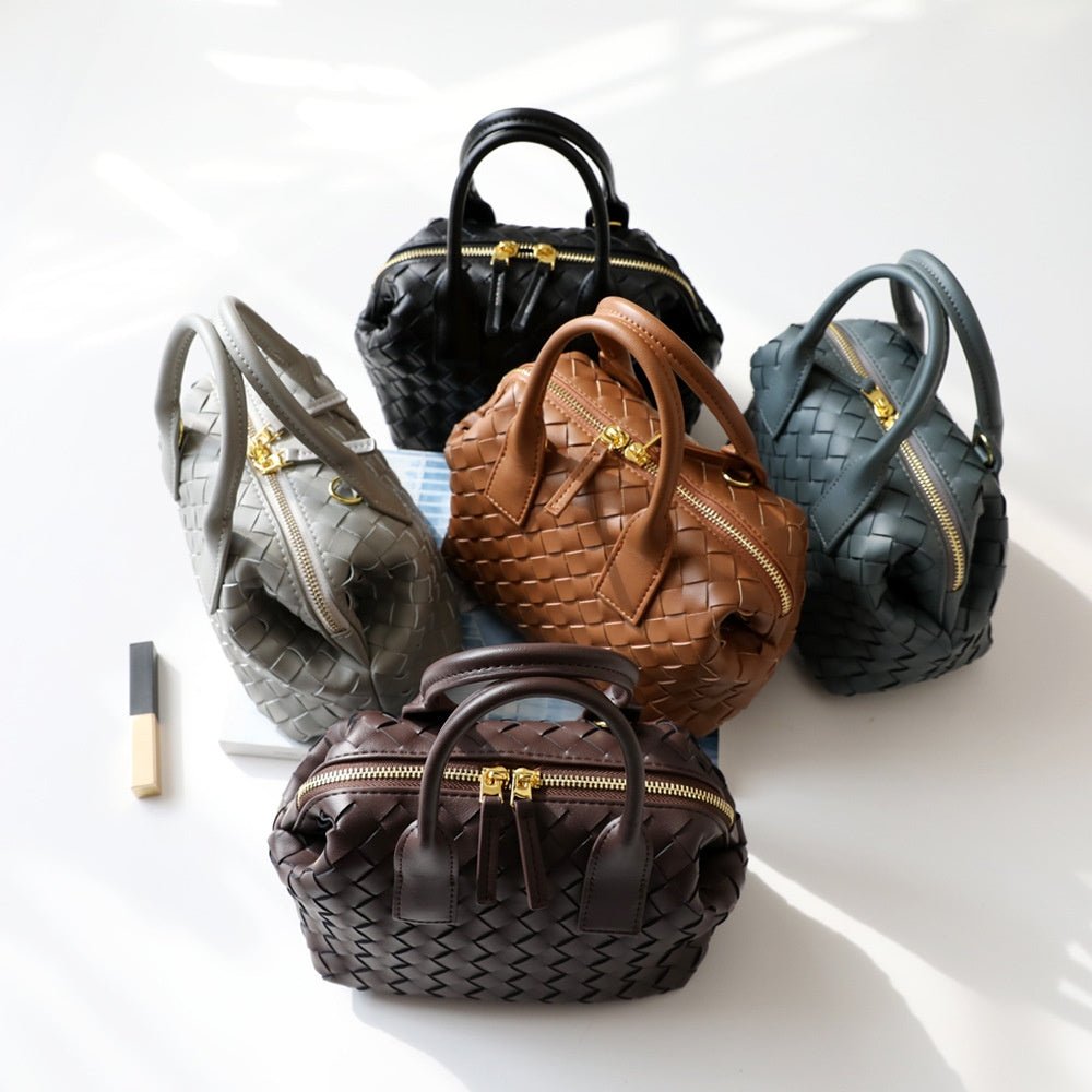 Hestia | Elegant Brown Woven Leather Handbag – Timeless Craftsmanship & Everyday Luxury - in Black | Arvea Bags
