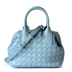 Hestia | Elegant Brown Woven Leather Handbag – Timeless Craftsmanship & Everyday Luxury - in Light Blue | Arvea Bags