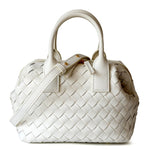 Hestia | Elegant Brown Woven Leather Handbag – Timeless Craftsmanship & Everyday Luxury - in White | Arvea Bags