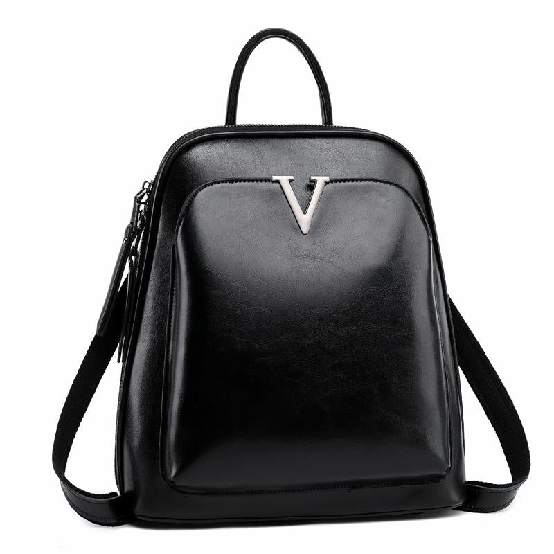 Illyria | Sleek Black Leather Backpack – Modern, Stylish & Functional - in Black | Arvea Bags