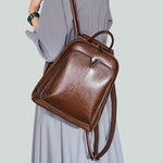 Illyria | Sleek Black Leather Backpack – Modern, Stylish & Functional - in Brown | Arvea Bags