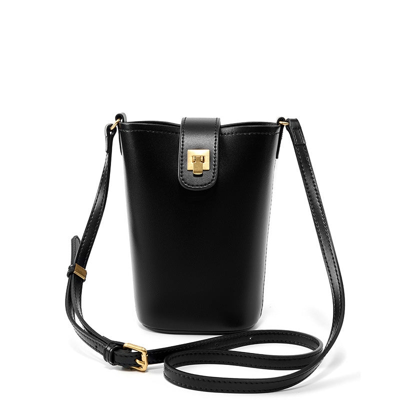 Ione | Elegant Ivory Leather Crossbody Bag – Minimalist Chic & Everyday Sophistication - in Black | Arvea Bags