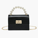 Isabella | Black Croc - Embossed Mini Bag – Elegant & Sophisticated - in Black | Arvea Bags