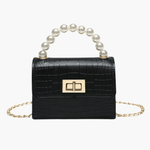 Isabella | Black Croc - Embossed Mini Bag – Elegant & Sophisticated - in Black | Arvea Bags