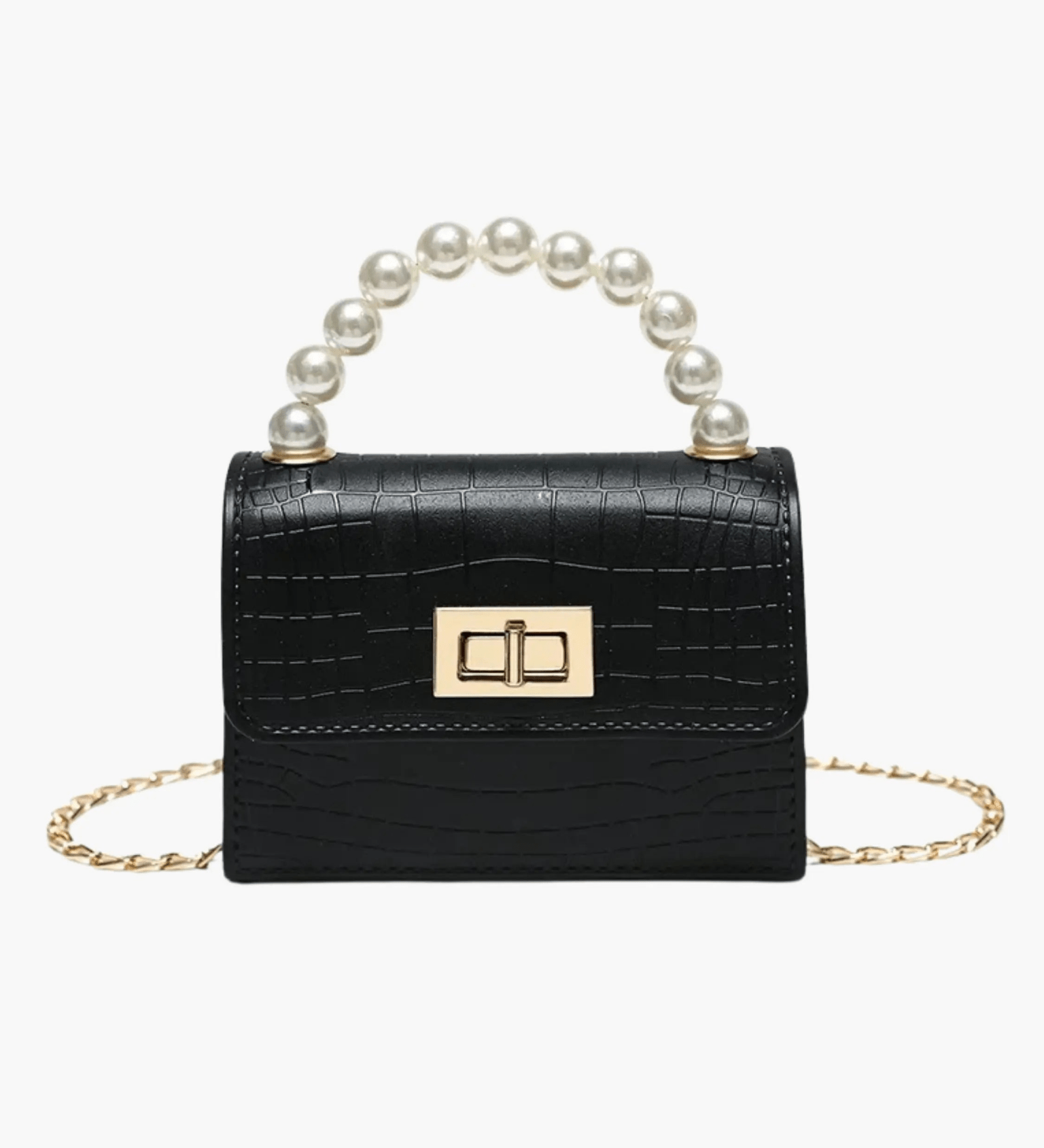 Isabella | Black Croc - Embossed Mini Bag – Elegant & Sophisticated - in Black | Arvea Bags