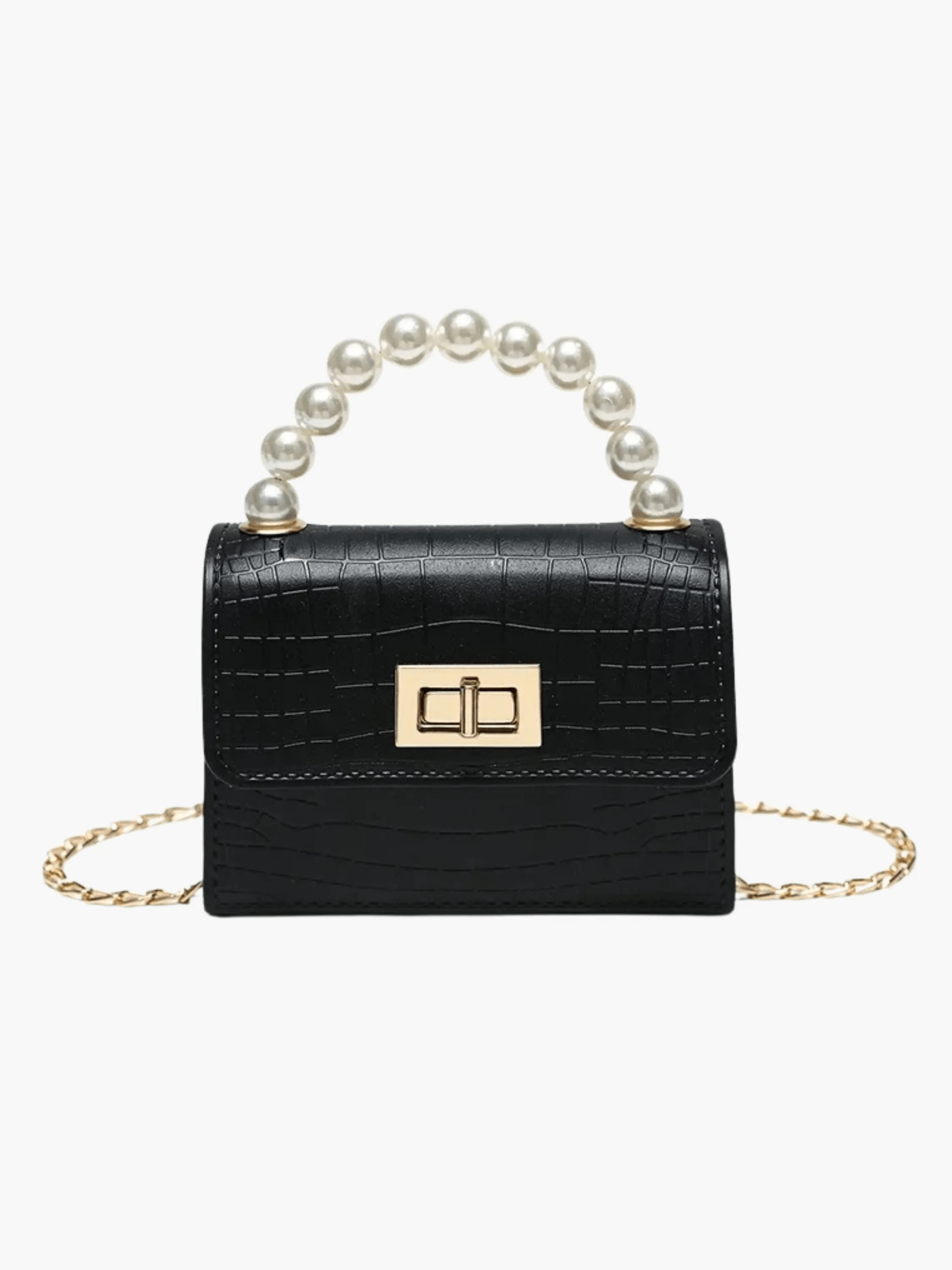 Isabella | Black Croc - Embossed Mini Bag – Elegant & Sophisticated - in Black | Arvea Bags