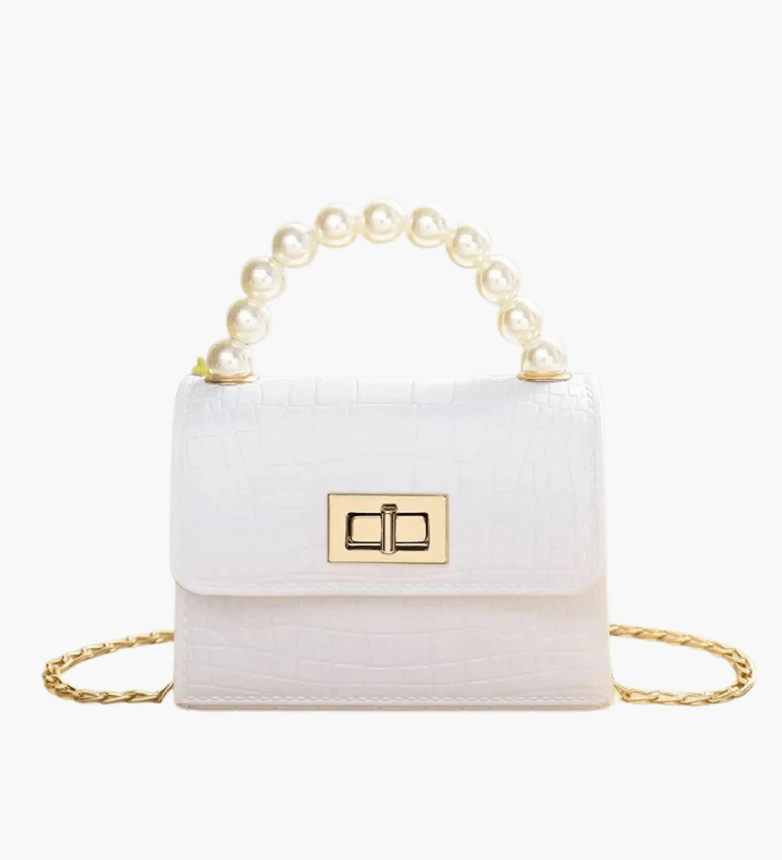 Isabella | Black Croc - Embossed Mini Bag – Elegant & Sophisticated - in Light Beige | Arvea Bags