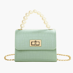 Isabella | Black Croc - Embossed Mini Bag – Elegant & Sophisticated - in Light Green | Arvea Bags