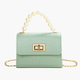 Isabella | Black Croc - Embossed Mini Bag – Elegant & Sophisticated - in Light Green | Arvea Bags