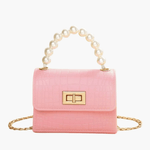 Isabella | Black Croc - Embossed Mini Bag – Elegant & Sophisticated - in Light Pink | Arvea Bags