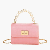 Isabella | Black Croc - Embossed Mini Bag – Elegant & Sophisticated - in Light Pink | Arvea Bags