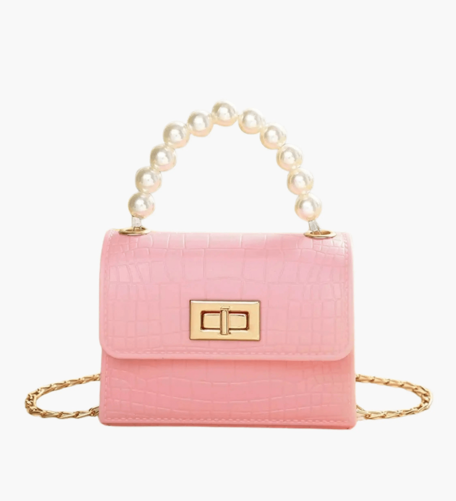 Isabella | Black Croc - Embossed Mini Bag – Elegant & Sophisticated - in Light Pink | Arvea Bags