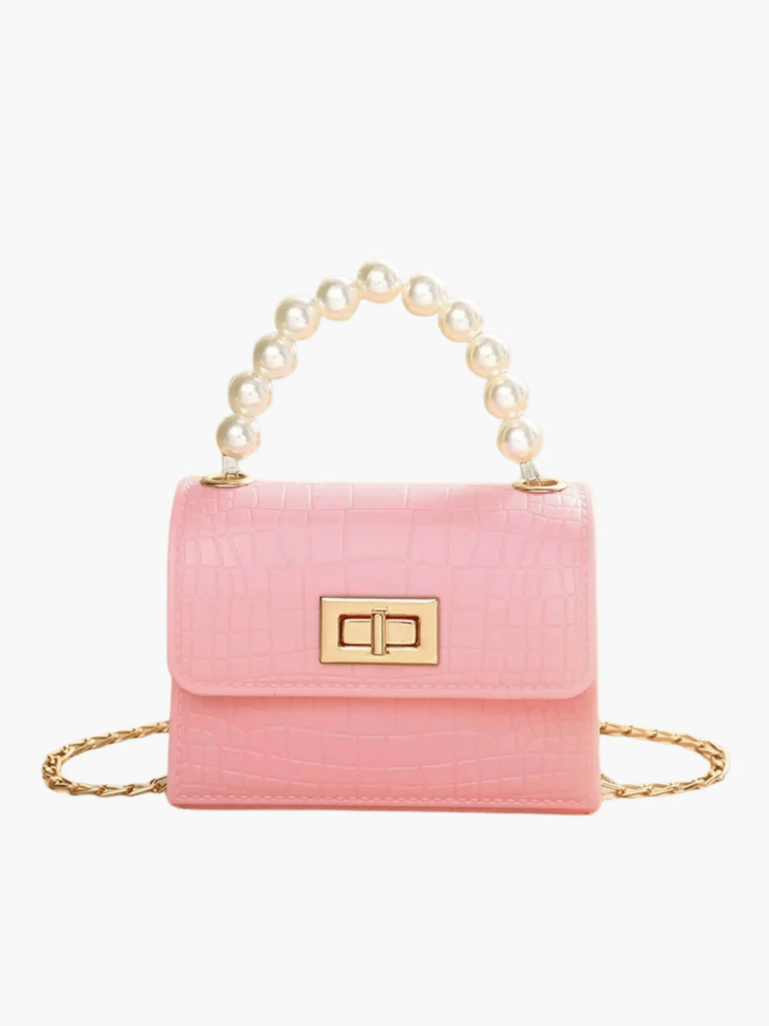 Isabella | Black Croc - Embossed Mini Bag – Elegant & Sophisticated - in Light Pink | Arvea Bags