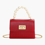 Isabella | Black Croc - Embossed Mini Bag – Elegant & Sophisticated - in Red | Arvea Bags
