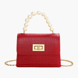 Isabella | Black Croc - Embossed Mini Bag – Elegant & Sophisticated - in Red | Arvea Bags