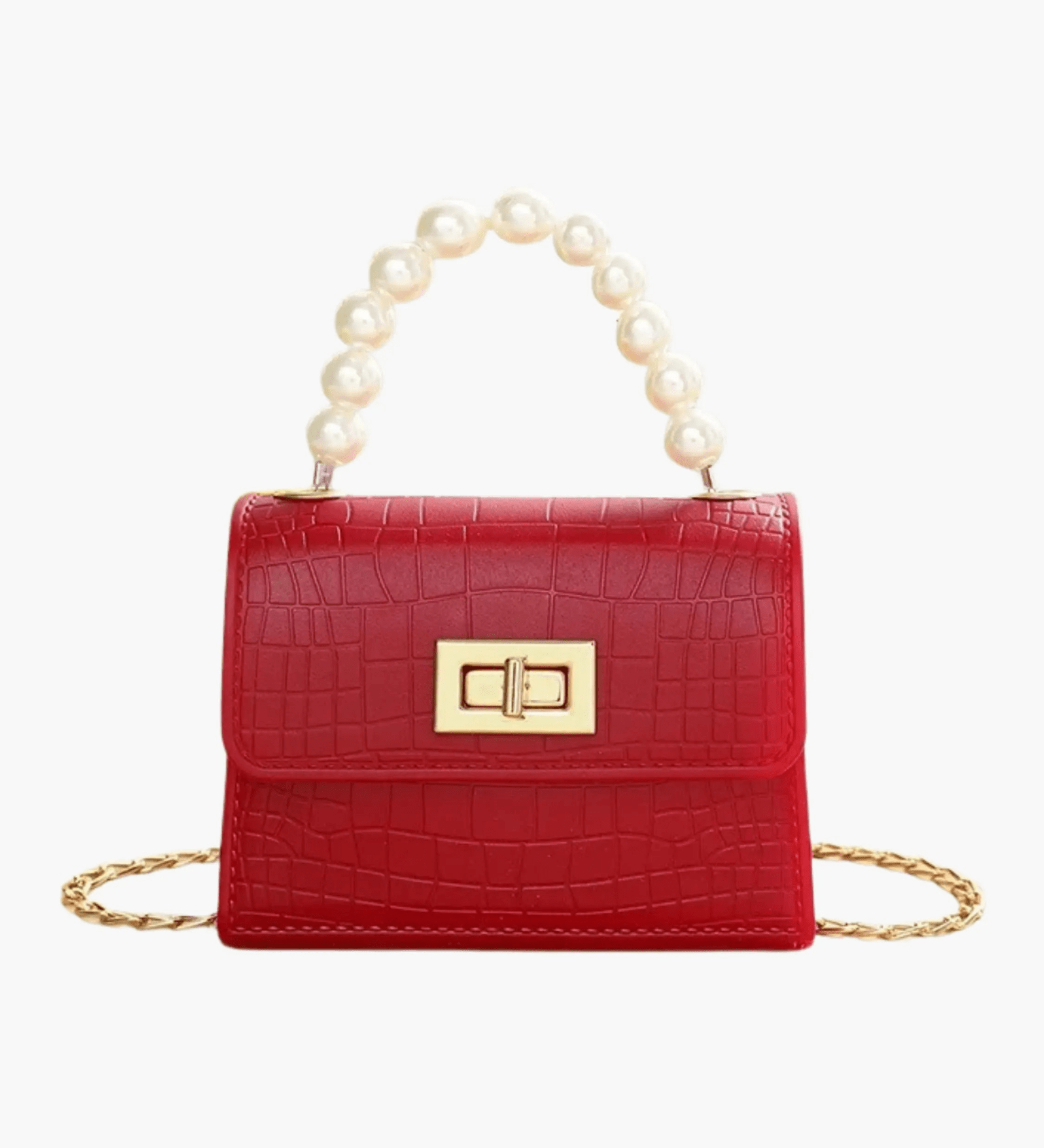 Isabella | Black Croc - Embossed Mini Bag – Elegant & Sophisticated - in Red | Arvea Bags
