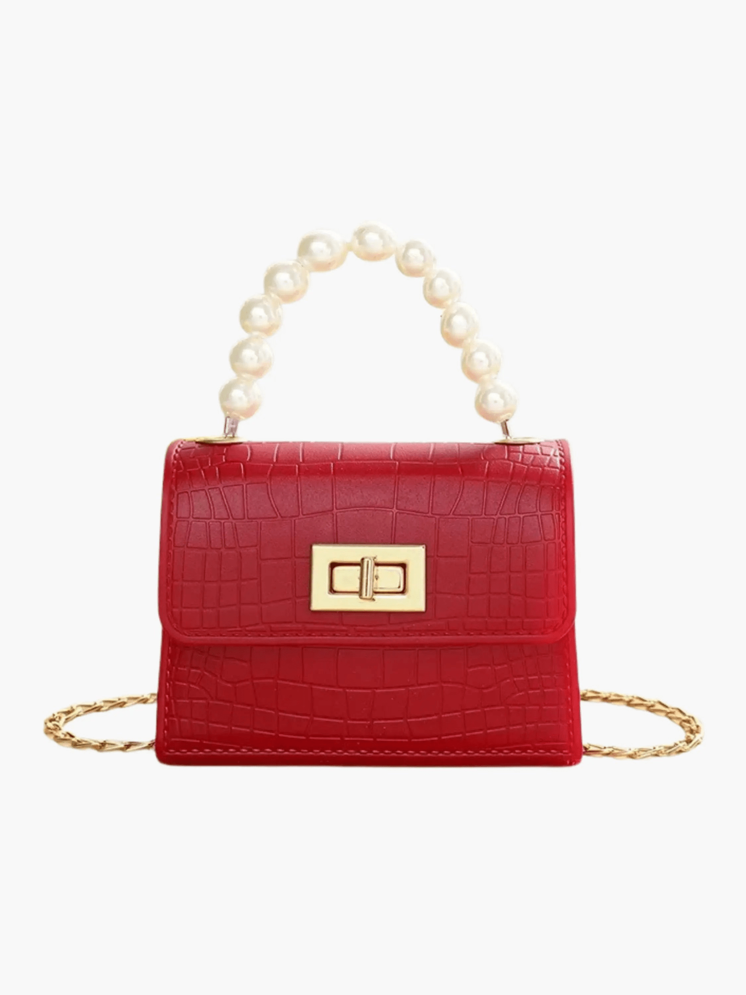 Isabella | Black Croc - Embossed Mini Bag – Elegant & Sophisticated - in Red | Arvea Bags