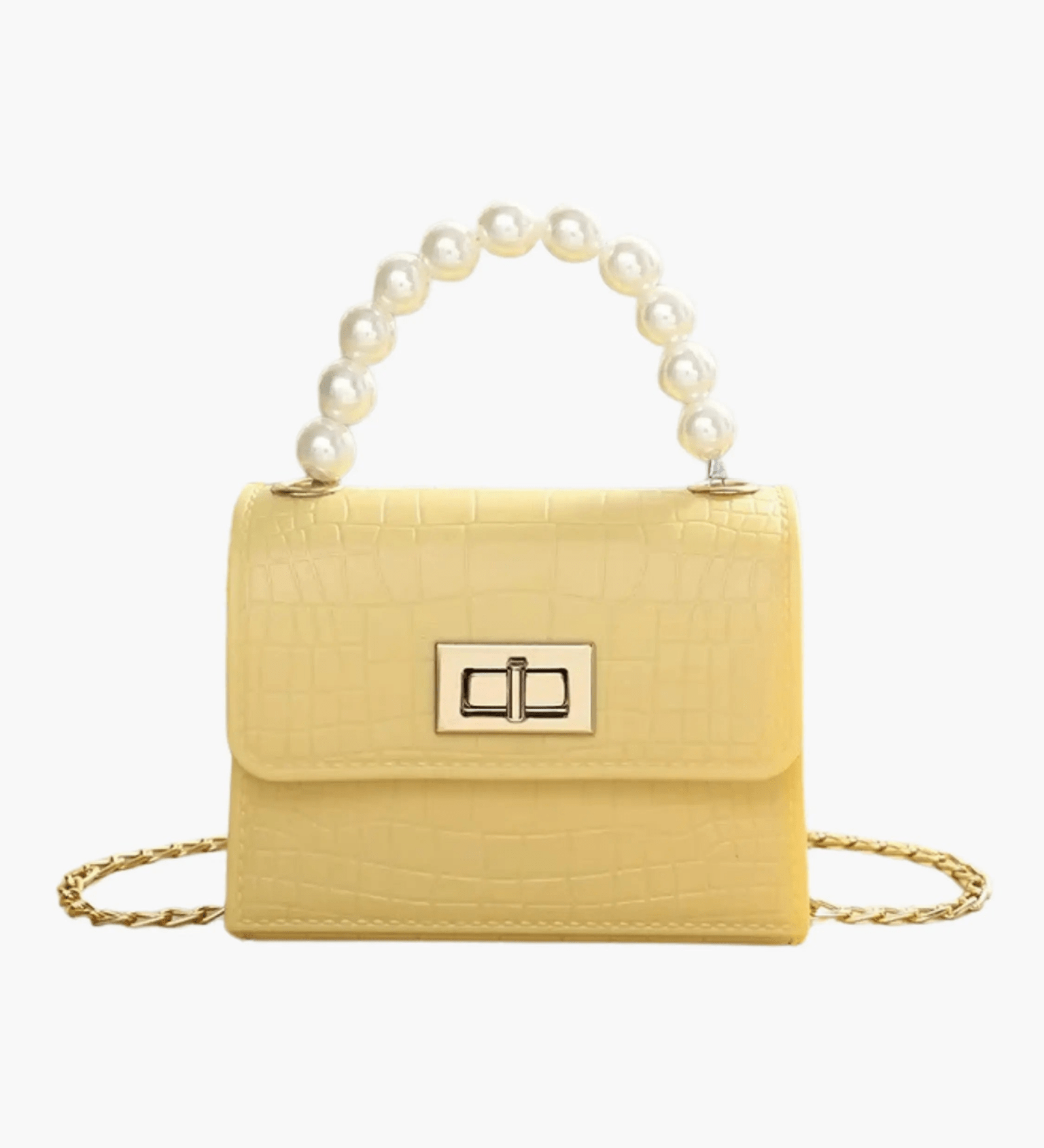 Isabella | Black Croc - Embossed Mini Bag – Elegant & Sophisticated - in Yellow | Arvea Bags