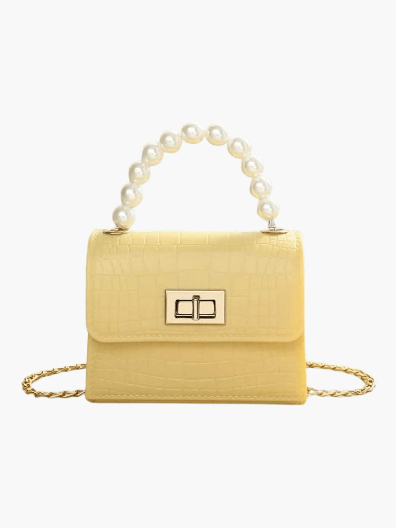 Isabella | Black Croc - Embossed Mini Bag – Elegant & Sophisticated - in Yellow | Arvea Bags