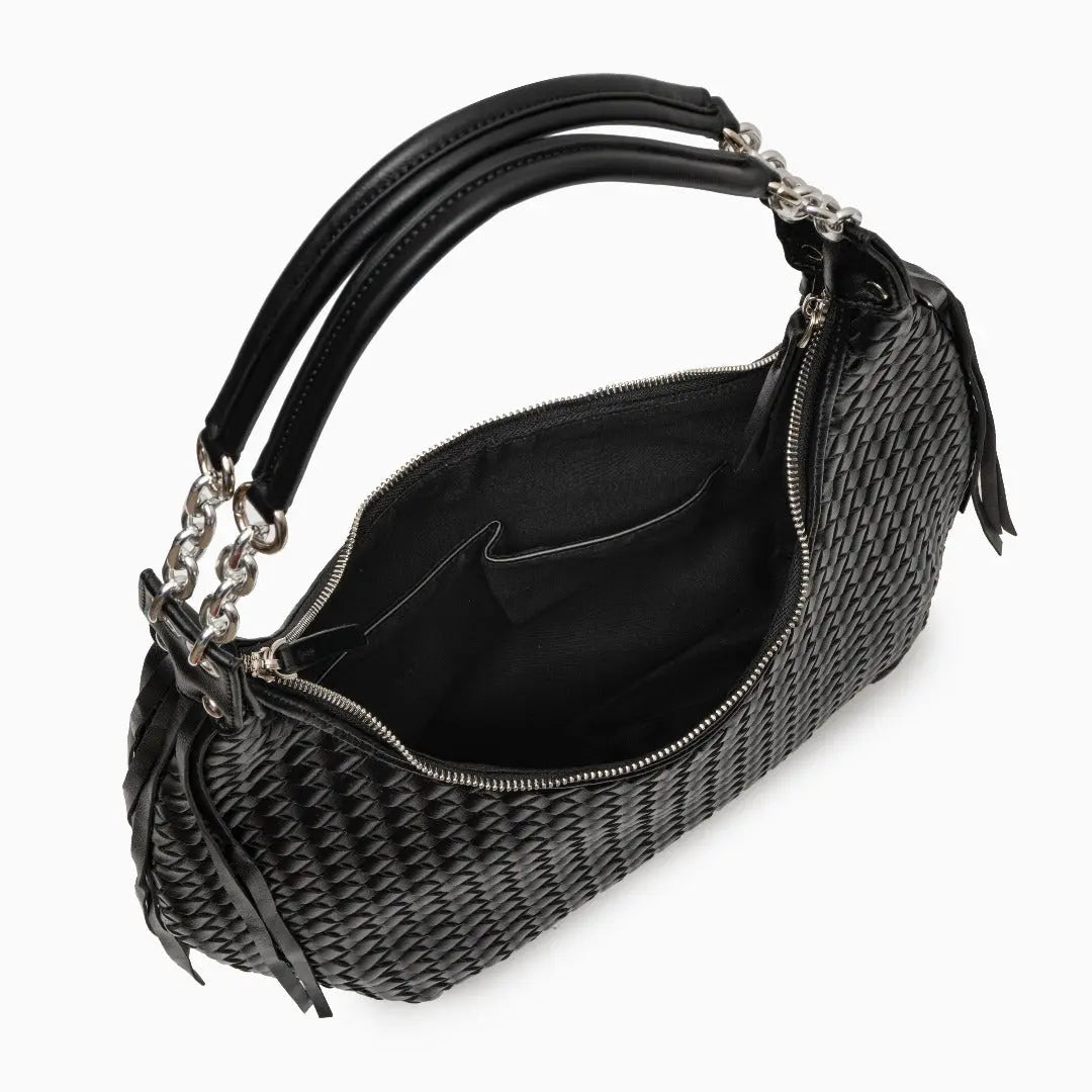 Isabella | Bold & Sophisticated Woven Shopper Bag – Timeless Charm & Practicality - in Black | Arvea Bags