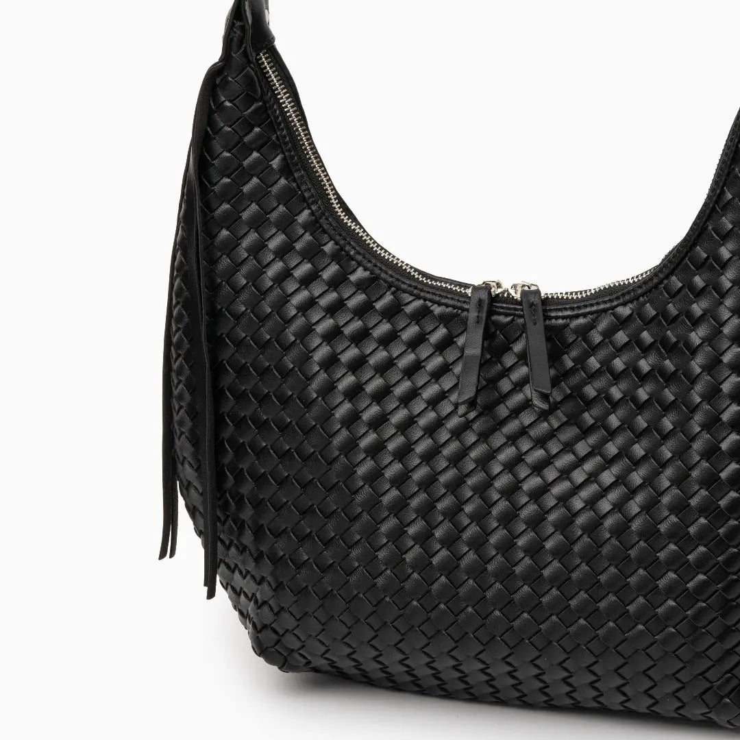 Isabella | Bold & Sophisticated Woven Shopper Bag – Timeless Charm & Practicality - in Black | Arvea Bags