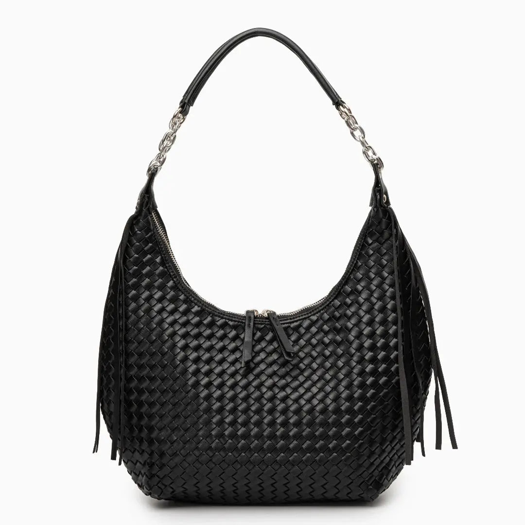Isabella | Bold & Sophisticated Woven Shopper Bag – Timeless Charm & Practicality - in Black | Arvea Bags